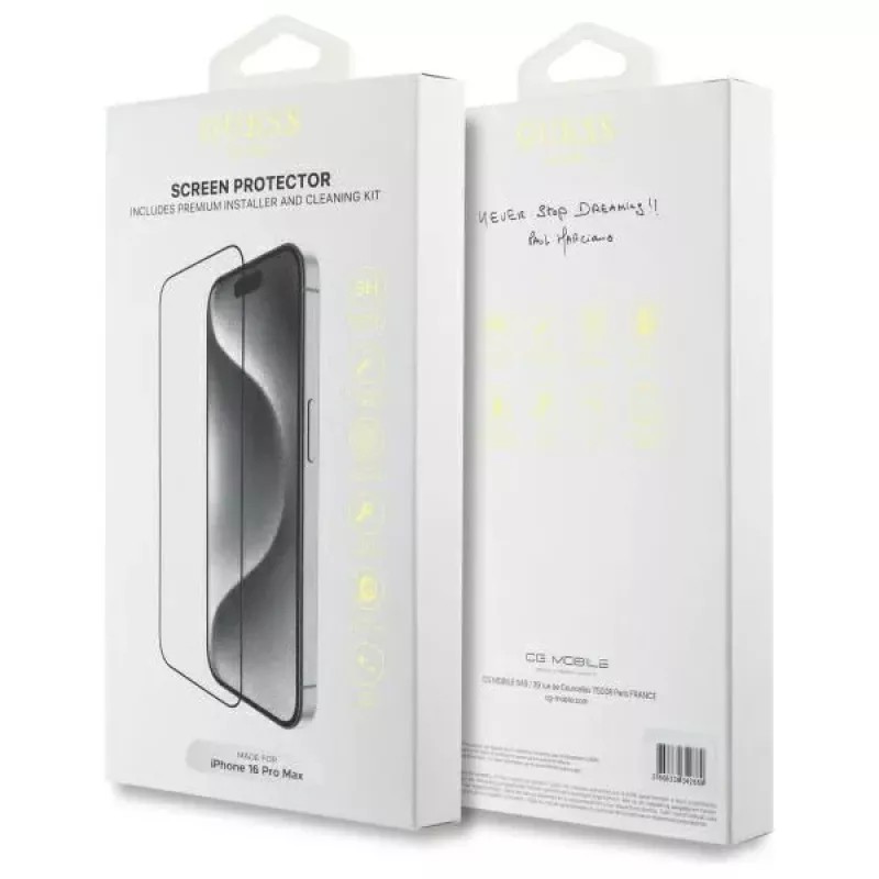 Guess GUTGP16XBOKGCIT iPhone 16 Pro Max 6.9 colio ekrano apsauga 2.5D Outline – grūdintas stiklas