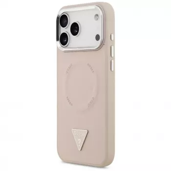 Guess Triangle Logo MagSafe dėklas, skirtas iPhone 17 Pro (rožinis)