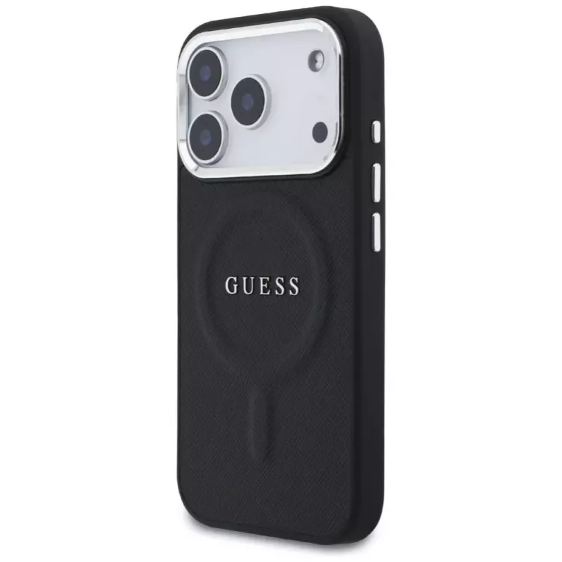 Guess Classic Logo MagSafe dėklas, skirtas iPhone 17 Pro, juodas