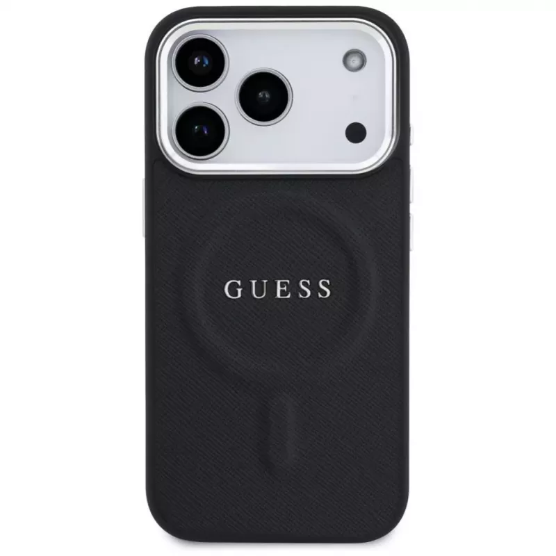 Guess Classic Logo MagSafe dėklas, skirtas iPhone 17 Pro, juodas