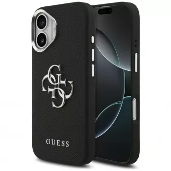 Guess Grained Big 4G Classic Logo Case, skirta iPhone 17, juoda
