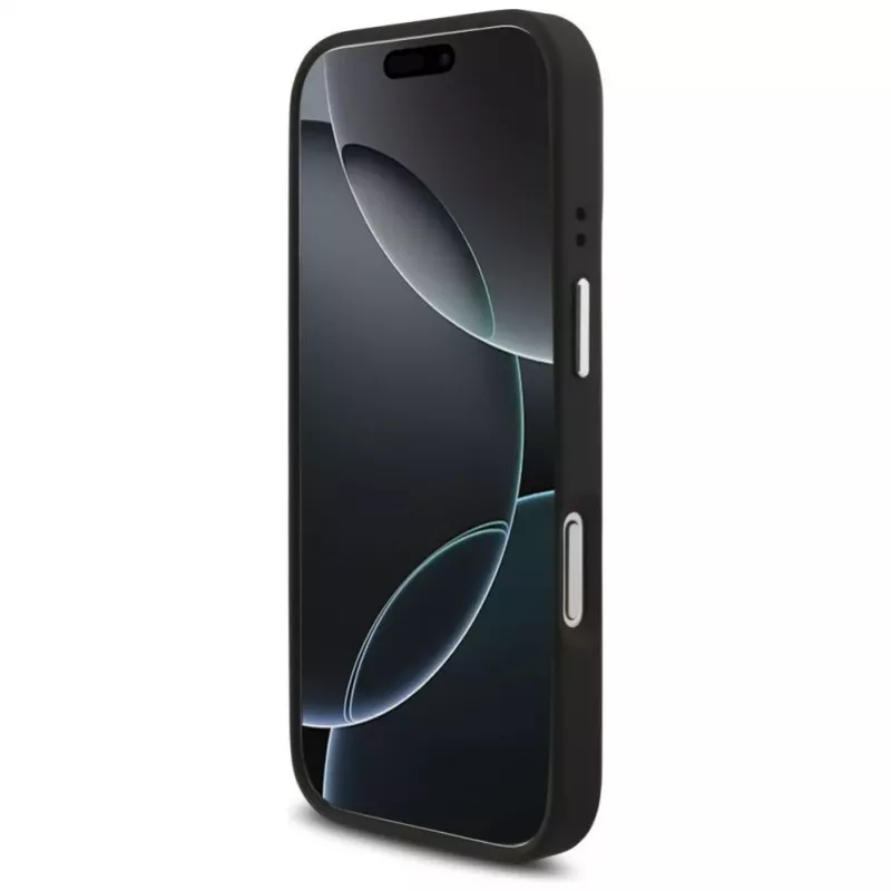 Guess Grained Big 4G Classic Logo dėklas, skirtas Apple iPhone 17 Pro, juodas