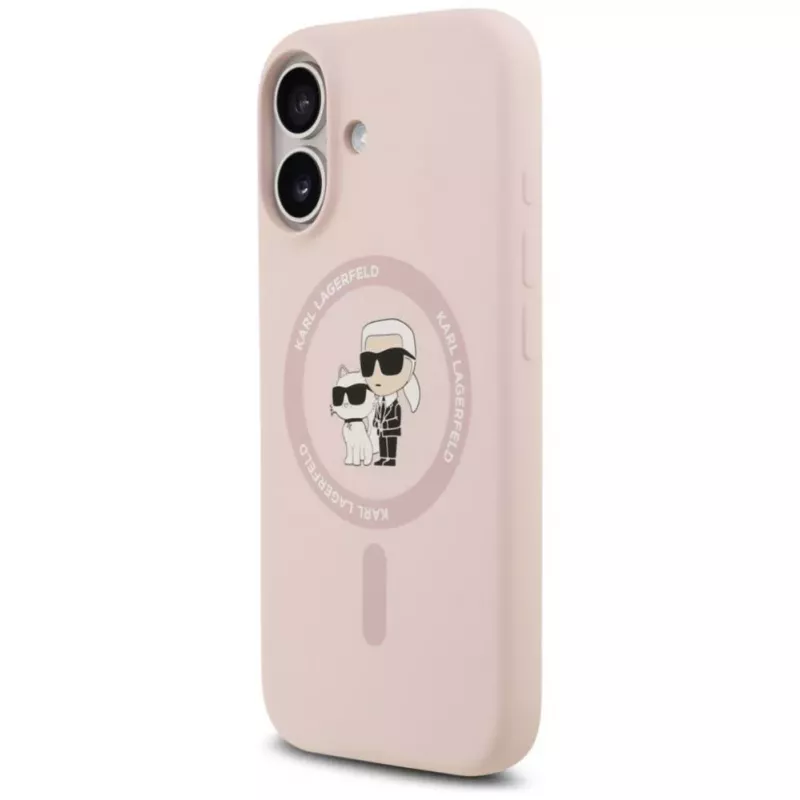 KARL LAGERFELD Silicone Case Karl&Choupette Ring MagSafe, skirtas iPhone 17, rožinė