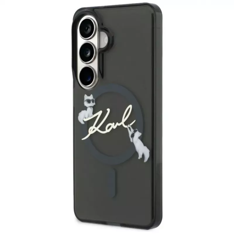 Karl Lagerfeld IML KC Script MagSafe dėklas, skirtas Samsung Galaxy S24 Ultra, juodas
