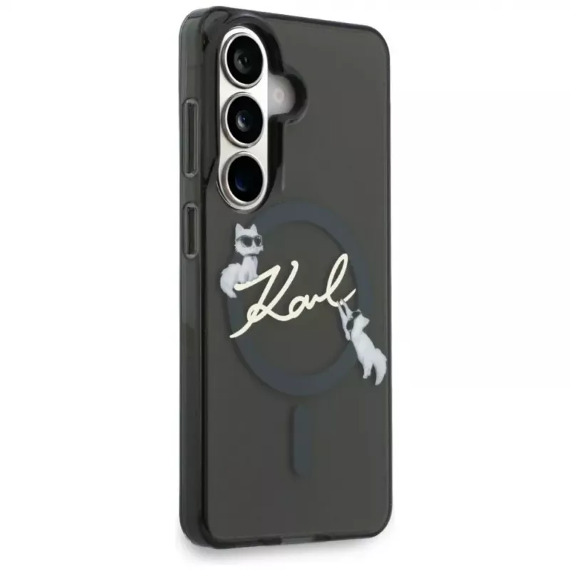 Karl Lagerfeld IML KC Script MagSafe dėklas, skirtas Samsung Galaxy S24 Ultra, juodas