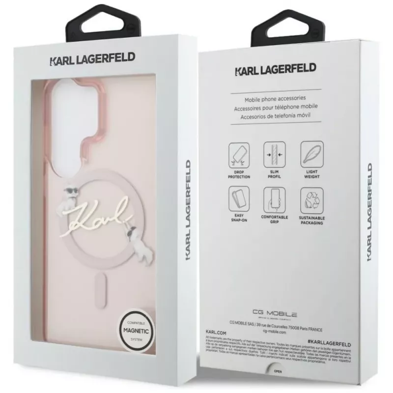 KARL LAGERFELD IML KC Script MagSafe dėklas, skirtas Samsung Galaxy S26 Ultra, rožinis