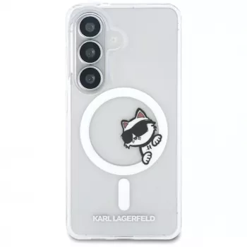KARL LAGERFELD IML Peekaboo Choupette MagSafe dėklas, skirtas Samsung Galaxy S26, permatomas