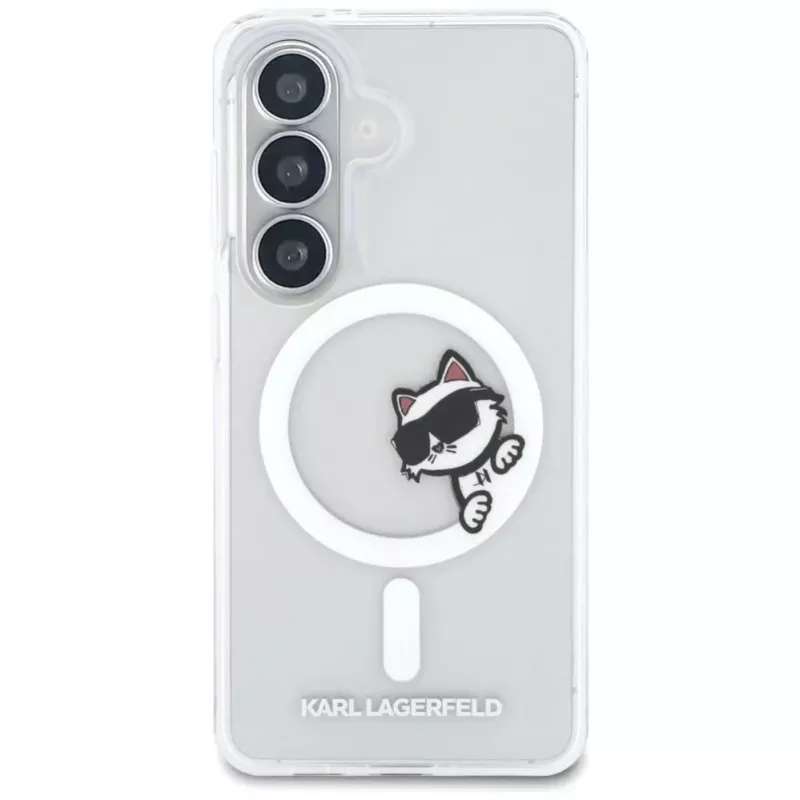 KARL LAGERFELD IML Peekaboo Choupette MagSafe dėklas, skirtas Samsung Galaxy S26, permatomas