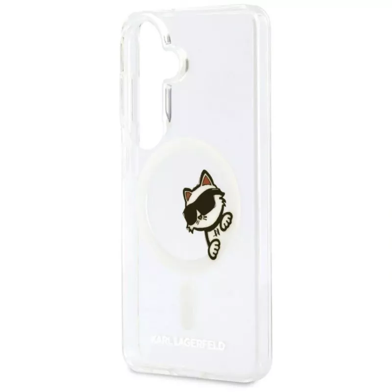 KARL LAGERFELD IML Peekaboo Choupette MagSafe dėklas, skirtas Samsung Galaxy S26, permatomas