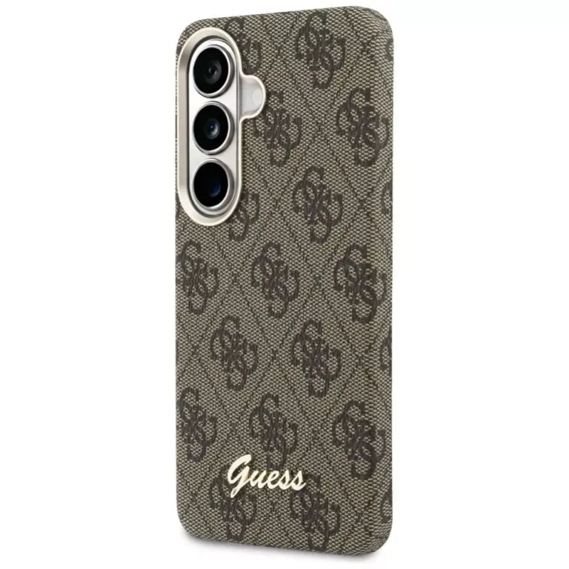 Guess 4G Script MagSafe dėklas, skirtas Samsung Galaxy S26 (rudas)