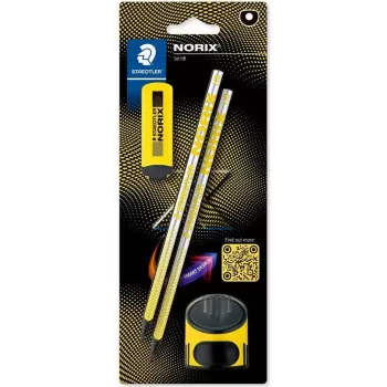 STAEDTLER Noris 181 Pieštukų rinkinys HB su trintuku ir galąstuvu juoda/geltona (2 vnt.)