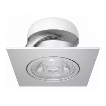 SYNERGY21 Helios LED įleidžiamas lubinis šviestuvas sidabrinis - kvadratinis + pasukamas - šilta balta 5W 400lm