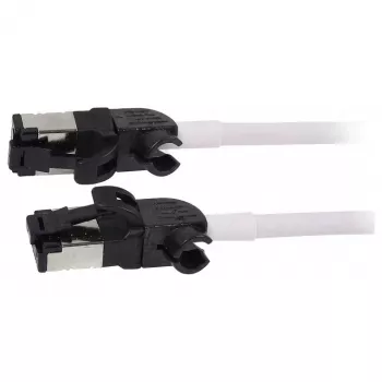 Synergy21 Patch Cable RJ45, CAT6A 500MHz, 5m, White, S/FTP, Slimline Round d=4.5mm, TPE/LSZH (Superflex), AWG28, with CAT7 Raw Cable, Rotatable Connector