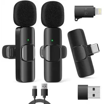 RealPower HS-1 belaidė mikrofonų sistema - 2 dinaminiai rankiniai mikrofonai ir 1 UHF imtuvas (863-865 MHz) - 30 m veikimo atstumas - USB-C įkraunamas imtuvas - 495513