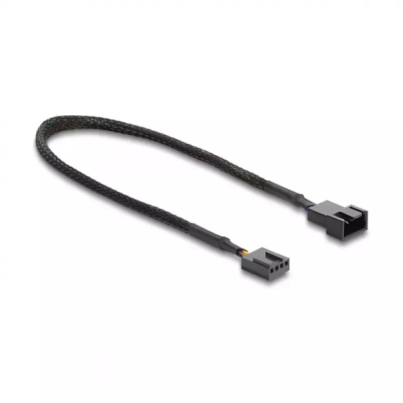 Delock Fan Extension Cable PWM Male to Female 4 Pin with Braided Sleeving 30 cm Black