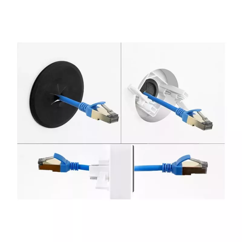 Delock Silicone Cable Grommet Round Ø 65 mm for Wall Mount / Desk Mount White / Black
