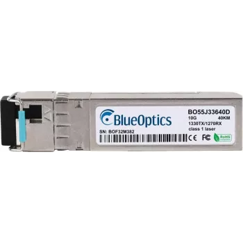 BlueOptics HPE Aruba R9X54A suderinamas SFP+ Bidi siųstuvas-imtuvas, LC-Simplex, 10GBASE-BX-D, vienmodis pluoštas, TX1330nm/RX1270nm, 40km, DDM, 0°C iki +70°C (R9X54A-BO)