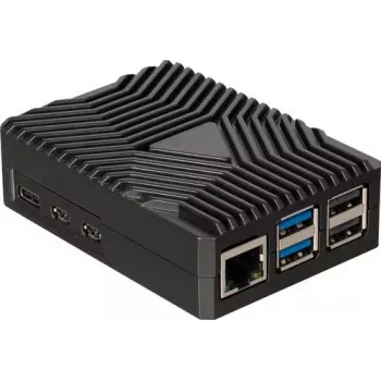 Joy-IT RB-AlucaseP5-09 SBC Case, skirta Raspberry Pi 5, aliuminis, juoda