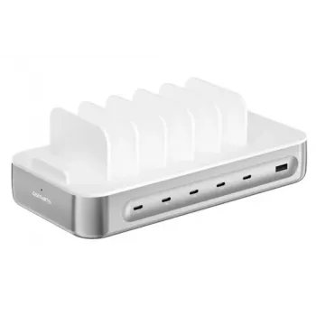 4smarts Team 100W 5xUSB-C įkrovimo stotelė su 6 laidais sidabrinė