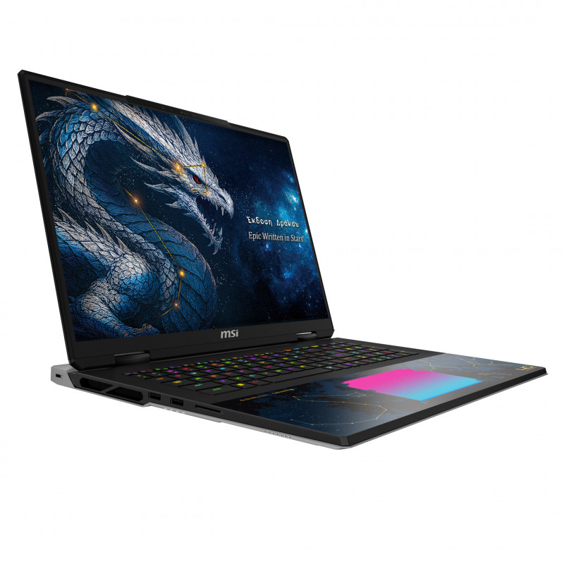 MSI Titan 18 HX Dragon Edition Draco Epic A2WJ-1064FR žaidimų nešiojamas kompiuteris, 18 colių UHD+ Mini LED 240Hz, Intel Core Ultra 9 290HX Plus, 96GB DDR5, 4TB SSD, GeForce RTX 5090 24GB, Windows 11 Pro, prancūziška AZERTY klaviatūra