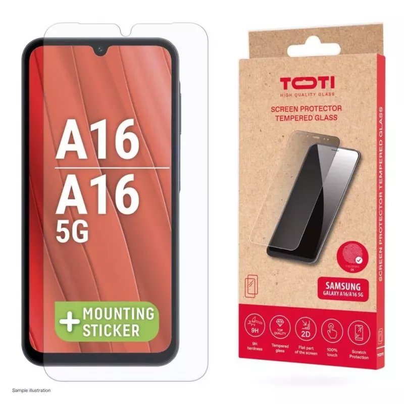 TOTI Grūdinto stiklo 2D ekrano apsauga, skirta Samsung Galaxy A26/A16/A17, permatoma