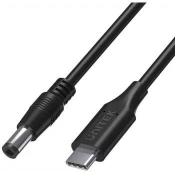 UNITEK 65W USB-C į DC 5,5 mm nešiojamojo kompiuterio maitinimo laidas 1,5 m juodas