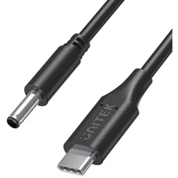 UNITEK Dell nešiojamojo kompiuterio maitinimo laidas 65W USB-C į DC 4.5mm - 1.8m juodas