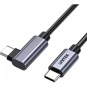 UNITEK USB-C į USB-C laidas 90° kampu PD 100W 5m juodas