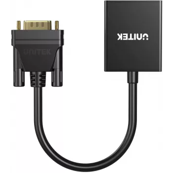 UNITEK VGA į HDMI adapteris Full HD 1080p juodas 15cm