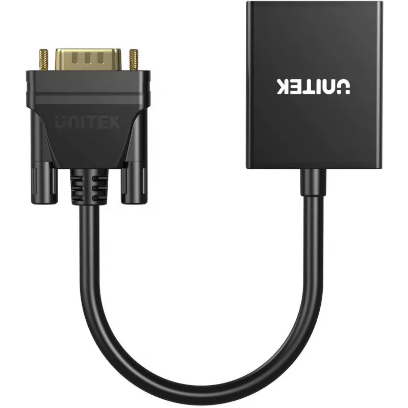 UNITEK VGA į HDMI adapteris Full HD 1080p juodas 15cm