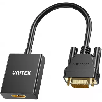 UNITEK VGA į HDMI adapteris Full HD 1080p juodas 15cm
