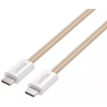 UNITEK Magnetically Coiled Braided USB-C to USB-C Cable 100W PD 1m Beige