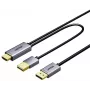UNITEK HDMI į DisplayPort 4K laidas su USB-A maitinimu, 1,8 m, juodas