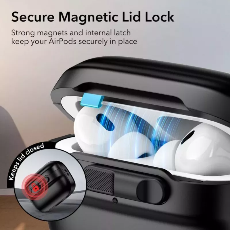 ESR Pulse HaloLock MagSafe dėklas, skirtas Apple AirPods Pro 1/2, juodas