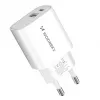 Wozinsky WGWCW 20W USB-A USB-C sieninis įkroviklis - baltas