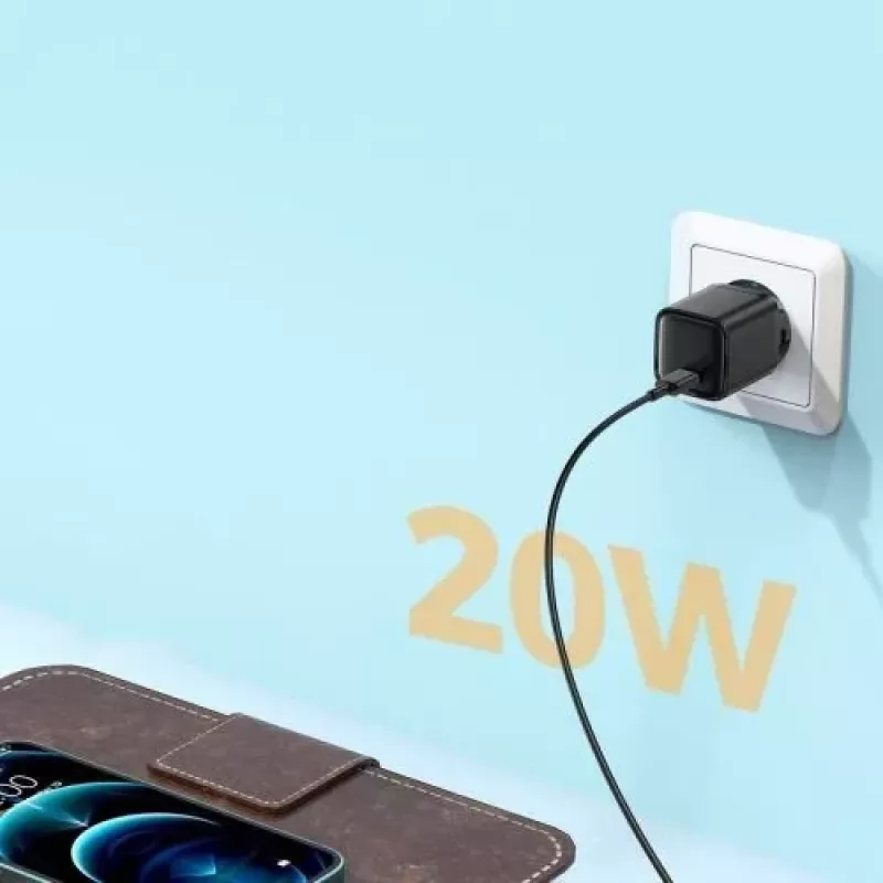 JOYROOM Fast Wall Charger USB-C 20W Power Delivery Quick Charge 3.0 AFC Black (L-P202)