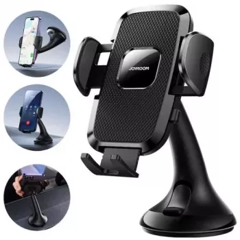 Joyroom JR-ZS259 Mechaninis automobilinis laikiklis universalus telefonui ant prietaisų skydelio / lango - juoda