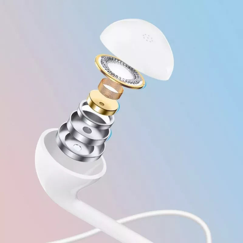 Dudao X10S Į ausį įdedamos laidinės ausinės su mikrofonu, 3,5 mm lizdas, 1,2 m laidas, balta