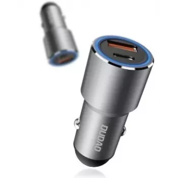 Dudao R4PQ automobilinis įkroviklis 22.5W 1xUSB-C + 1xUSB-A pilkas