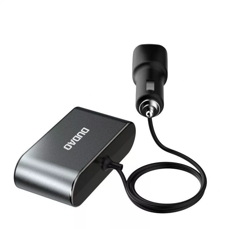 Dudao automobilinis įkroviklis 2x USB / 3x žiebtuvėlio lizdo skirstytuvas juodas (R1Pro black)