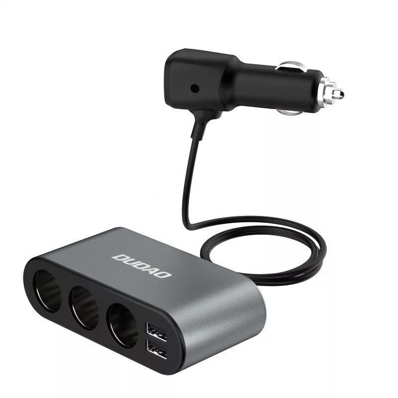 Dudao automobilinis įkroviklis 2x USB / 3x žiebtuvėlio lizdo skirstytuvas juodas (R1Pro black)