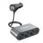 Dudao automobilinis įkroviklis 2x USB / 3x žiebtuvėlio lizdo skirstytuvas juodas (R1Pro black)