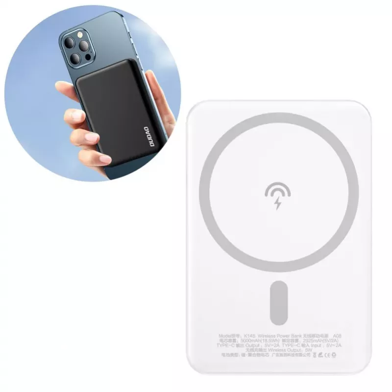 Dudao K14S belaidis power bank 5000mAh 10W juodas