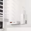 Dudao A30EU GaN 30W USB-C USB-A sieninis įkroviklis su USB-C į USB-C kabeliu 1m baltas