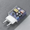 Dudao A30EU GaN 30W USB-C USB-A sieninis įkroviklis su USB-C į USB-C kabeliu 1m baltas