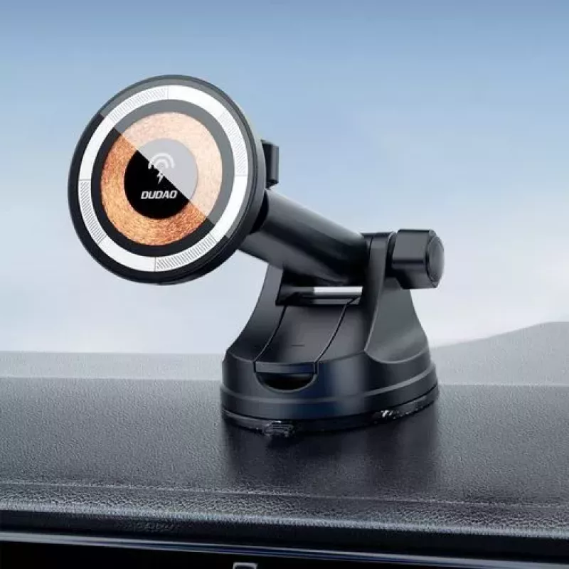 Dudao F12MAX+ belaidis magnetinis automobilinis įkroviklio laikiklis 15W su MagSafe - juodas