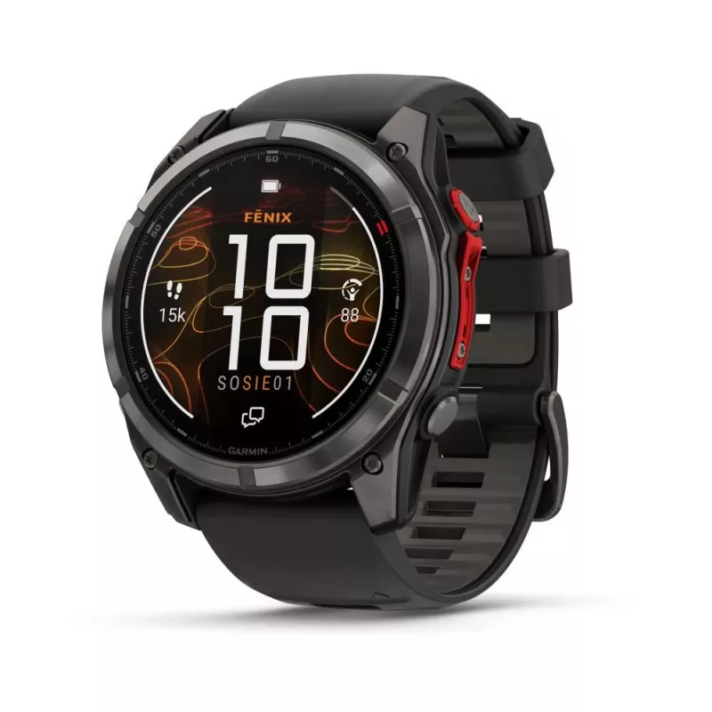 Garmin fenix 8 Pro 51 mm MicroLED Sapphire Carbon Grey DLC Titanium su Black/Pebble Grey silikoniniu dirželiu
