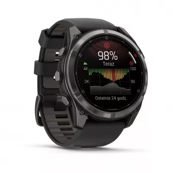 Garmin fenix 8 Pro 51 mm MicroLED Sapphire Carbon Grey DLC Titanium su Black/Pebble Grey silikoniniu dirželiu