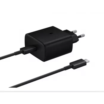 Samsung EP-TA845EBE + EP-DW767JBE 45W kelioninis įkroviklis ir USB-C į USB-C duomenų laidas, juodos spalvos (OOB urmu)