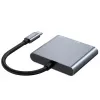 Tech-Protect V1 3in1 USB-C Hub Adapter - USB-A 3.0, USB-C PD 100W, HDMI 4K 30Hz - Pilka